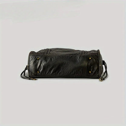 Sac à main en cuir noir avec poche zippée